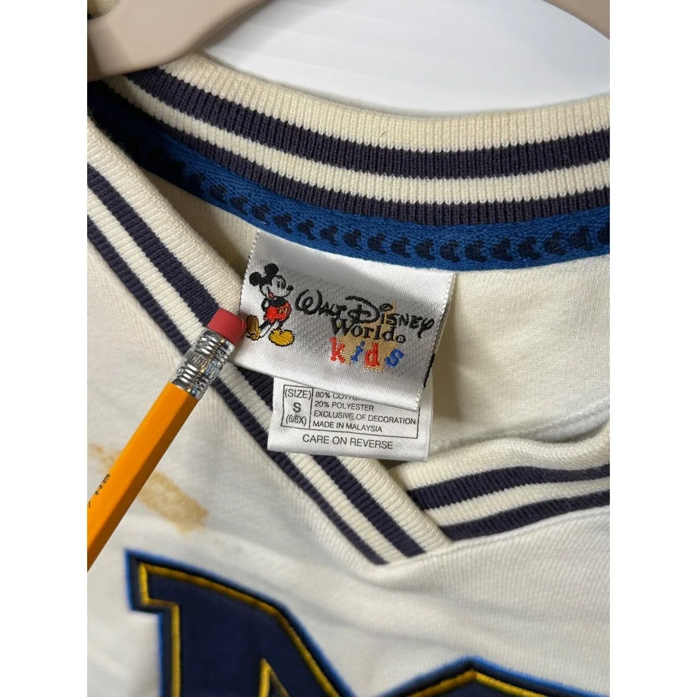VTG Disney World‎ Minnie Mouse Youth Small 6/8 White Cheer Collegiate Sweatshirt